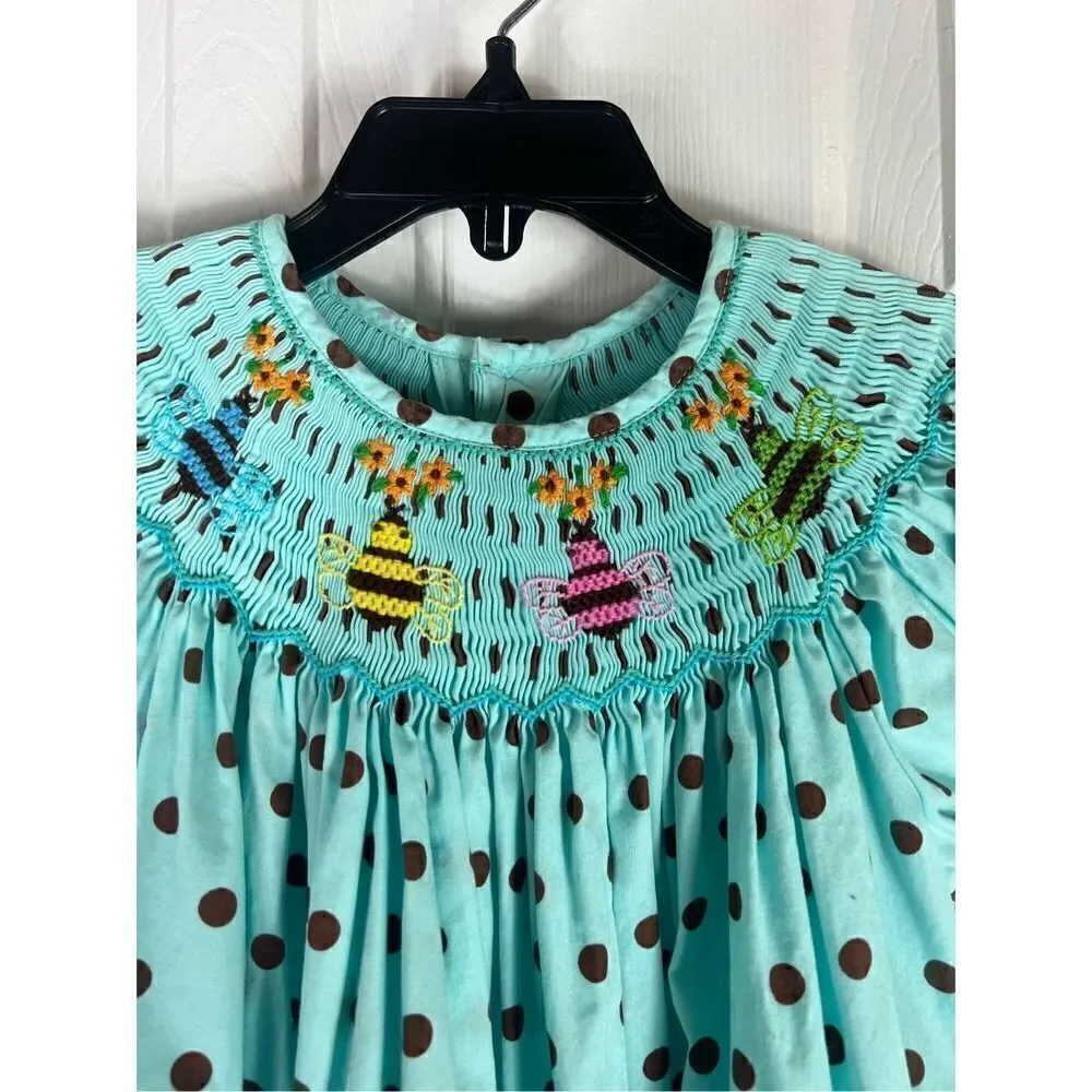 Mom & Me Girls Smocked Bumblebee Dress Size 4